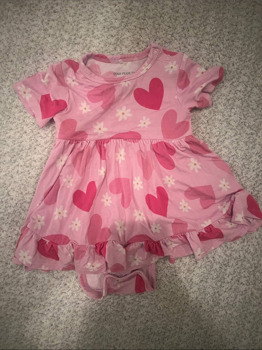 Posh Peanut Pink Heart & Daisy Baby Dress 6-12 months
